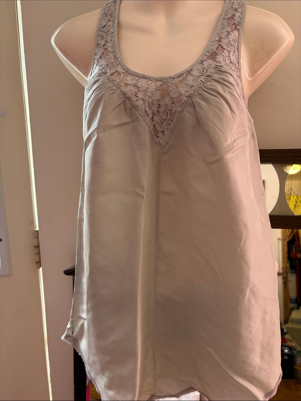 Wilfred Taupe Lace-Trim Satin Chemise